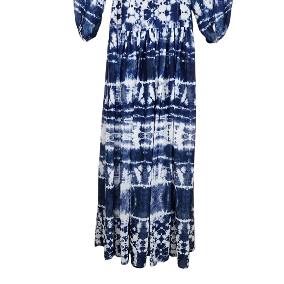 Calvin Klein Tie Dyed Wrap Maxi Dress Blue White Wedding Evening Womens Size 8 - Picture 10 of 16
